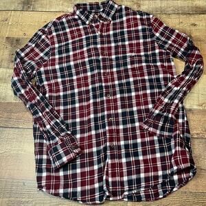 Chaps Performance Men's Red Blue White Plaid 100% Cotton Button Down Sz S